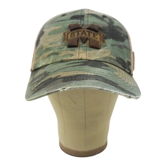 Mississippi State Bulldogs Strapback Cap Hat Logo Patch Distressed Camo Mesh TOW - Picture 13 of 14